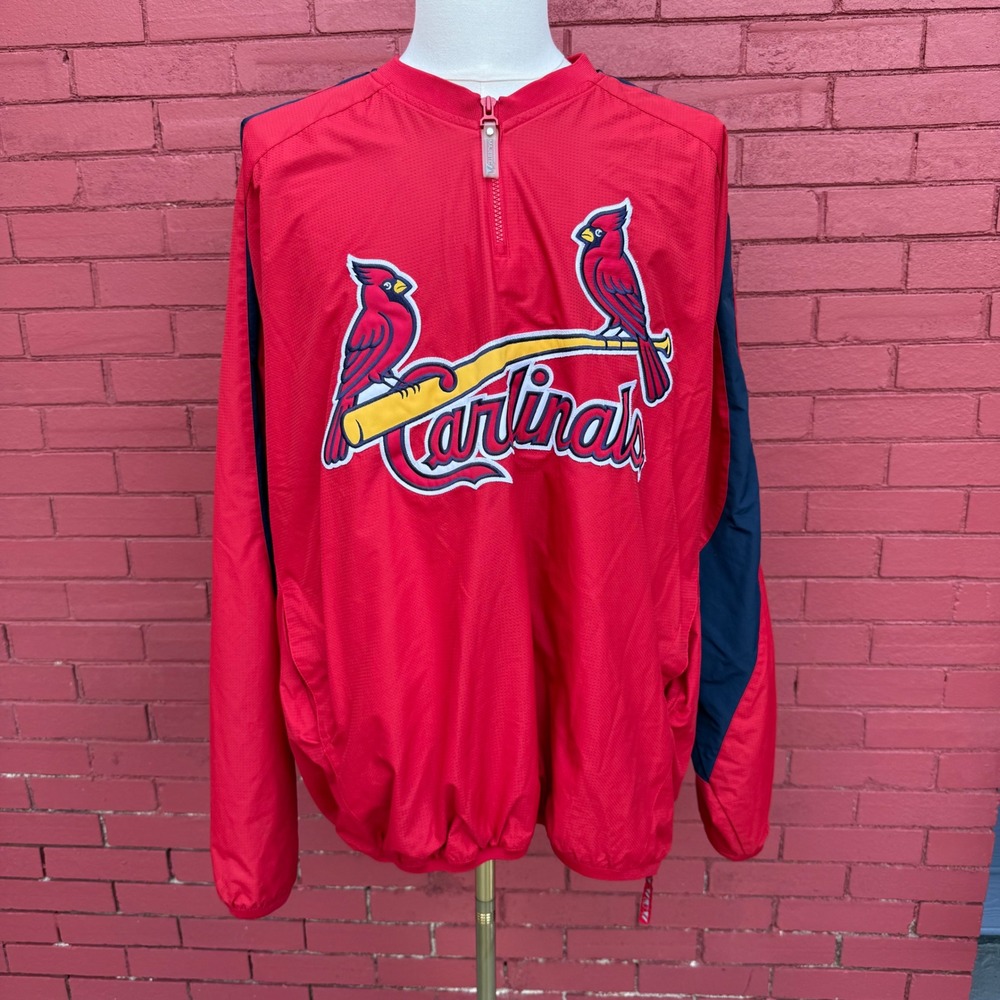 Majestic St. Louis‎ Cardinals MLB Pullover Jacket XXL Baseball Team Red Blue